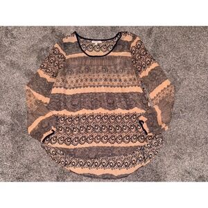 Blu Pepper Vintage Women's Brown Detailed Long Sleeve‎ Top
